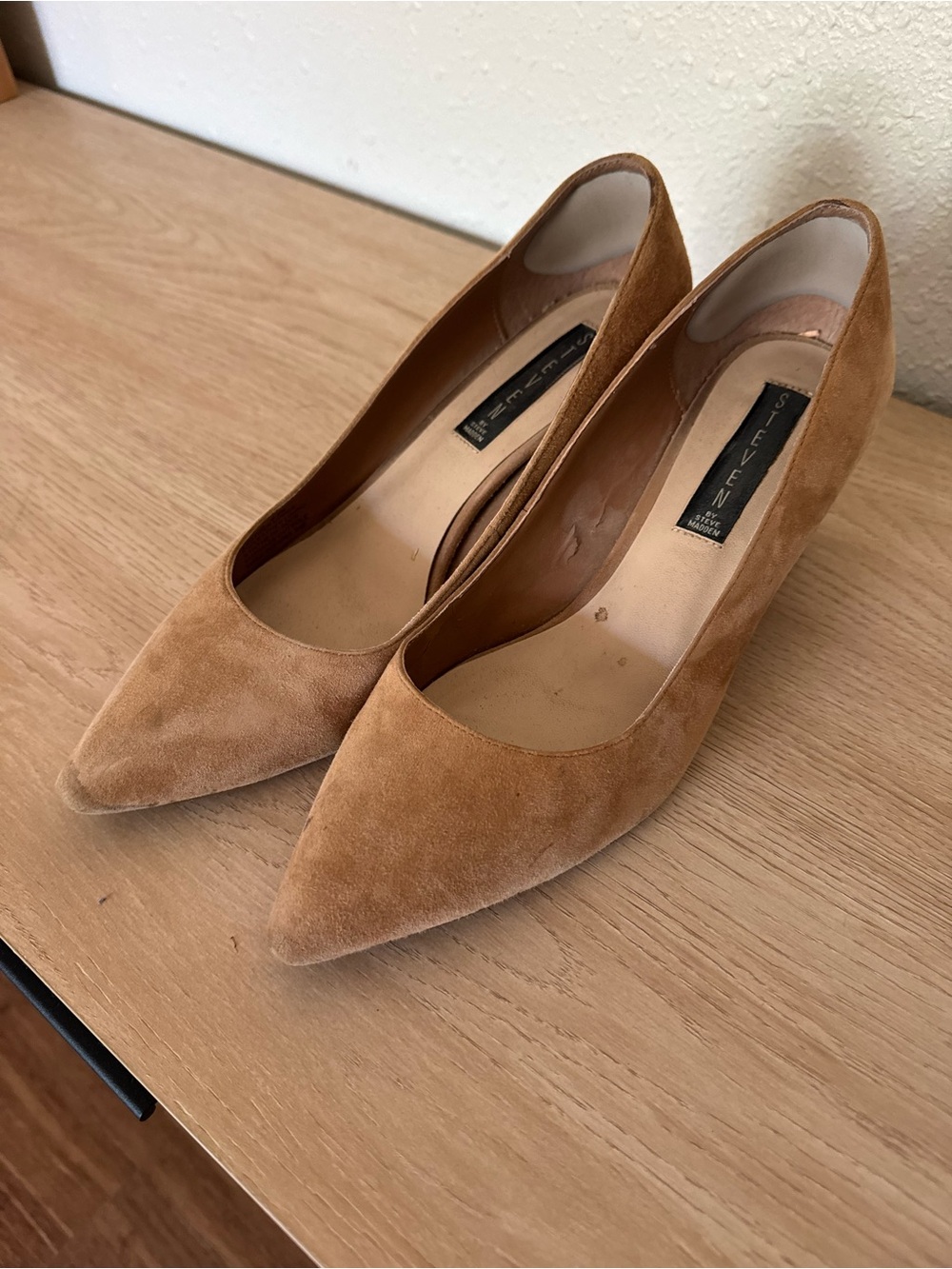 Steven By Steve Madden Camel Suede Pointed-Toe Pumps